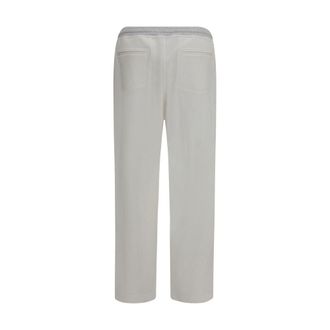 Brunello Cucinelli Mens White Cotton Casual Pants