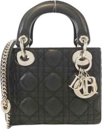 Dior Pre-owned Lady Dior Mini Lambskin Bag - Dames - Vintage Mini Tas - Zwart - ONE Size - Leer - Vintage