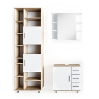 Vicco Conjunto De Muebles De Ba&ntilde;o Ilias, Sonoma, 3 Partes, Con Mueble Alto