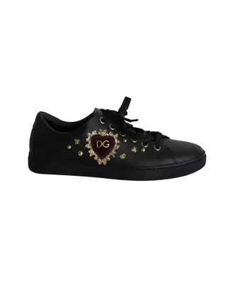 Dolce & Gabbana Pre-owned Womens & DG Heart Sneakers in Black Leather - Size EU 35