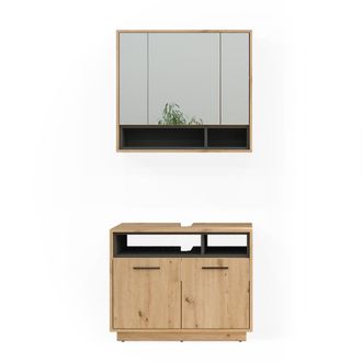 Vicco Conjunto De Muebles De Ba&ntilde;o Beatrice, Roble Artesanal, 2 Piezas