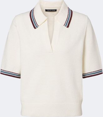 Veronica Beard Quinelle knitted cotton-blend polo shirt