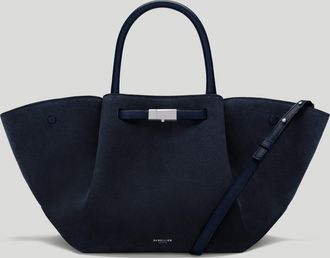 DeMellier The Midi New York in Midnight Blue Suede Leather Shoulder bag