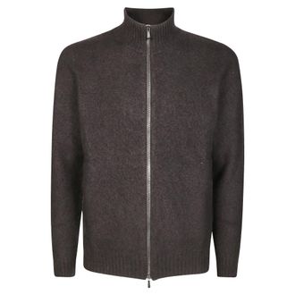 Drumohr Cardigans, male, Brown, Size: XL Cardigan Zip Garzato