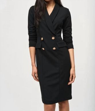 Joseph Ribkoff Silky Knit Double Breasted Blazer Dress In Black