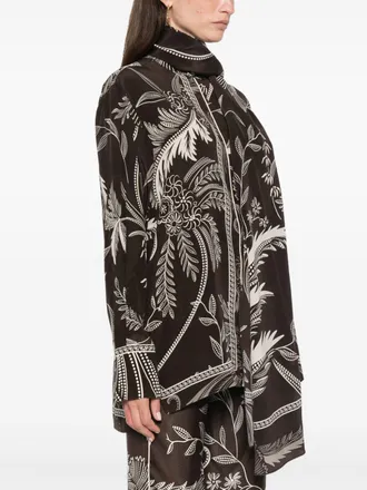 F.R.S. Botanical Print Silk Shirt - Black