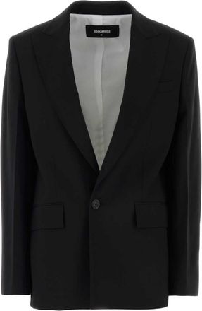 Dsquared2 Black Solid Shawl Lapel Jacket