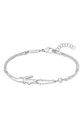 Lacoste Crocodile Station Bracelet in Silver at Nordstrom