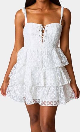 BuddyLove Suzanne Lace Mini Dress In Ivory Eyelet