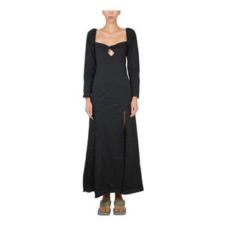 Staud Josephine Lange Jurk - Dames - Maxi kleedjes - Zwart - S - Katoen - Kleedjes