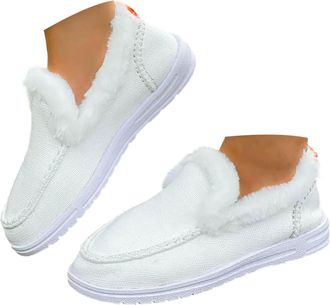 Generic Ladies Flat Warm Womens Winter Faux Fur Lined Ankle Shoes Boots, Winter Shoes For Men Cold Weather Flat Boots Winter Boots Ladies Fur Lined Comfortabl