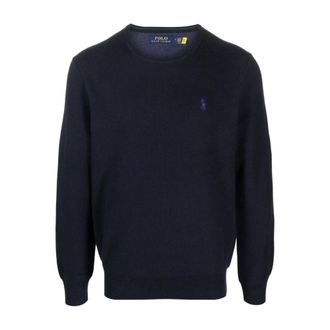 Ralph Lauren Round-neck Knitwear, male, Blue, Size: XL Crew Neck Knitwear