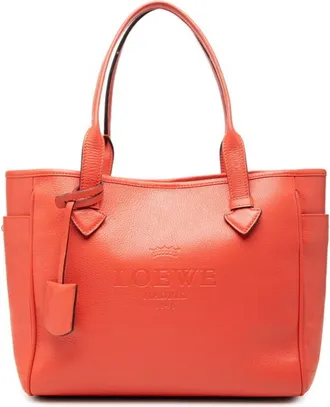 Loewe Red Color Leather Shoulder Bag Tote Bag (Pre-Owned)