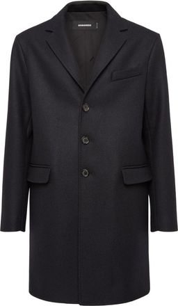 Dsquared2 single-breasted midi coat - men - Polyamide/Elastane/Virgin Wool/Polyester - 52 - Black