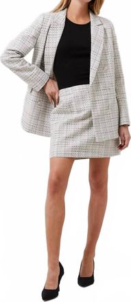 French Connection Effie Boucle Skirt In Classic Cream/black