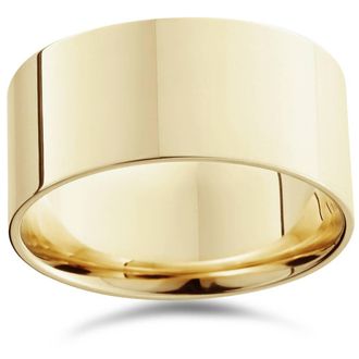 Pompeii3 10mm Flat High Polished Wedding Band 14K Yellow Gold Size Selectable