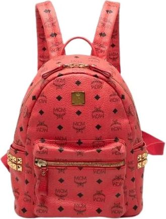 MCM Pre-owned Backpacks, female, Pink, Size: ONE SIZE Pre-owned Visetos PVC Leather Backpack