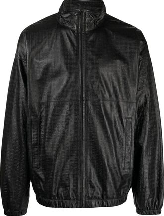 Givenchy embossed-4G leather jacket - men - Polyester/Lamb Skin - 50 - Black