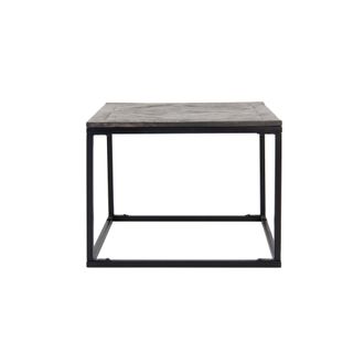 WOMO-DESIGN Womo-design Mesa Auxiliar De Centro Moderna 60x60cm Cuadrada Madera S&oacute;lida De Mango Con Marco De Metal Patr&oacute;n De Espiga Hecha A Mano Mesita Caf&eacute; Decor