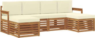 vidaXL Conjunto De Sof&aacute;s De Exterior 6 Uds. Natural Y Crema Vidaxl
