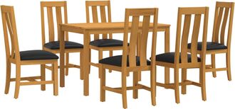 vidaXL Conjunto De Comedor 7 Uds. Negro Madera De Roble S&oacute;lido Vidaxl