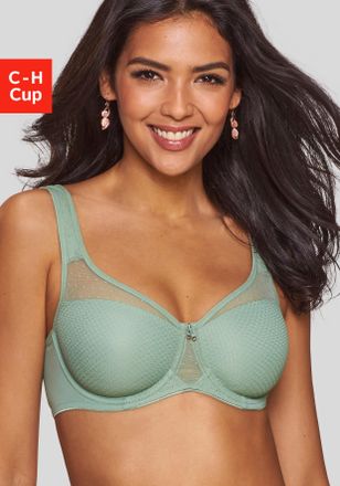 Nuance Minimizer-BH NUANCE, Damen, Gr. 75, Cup E, gr&uuml;n (salbei), Netz, Obermaterial: 79% Polyamid, 15% Polyester, 6% Elasthan, BHs Minimizer-BH, mit B&uuml;gel un