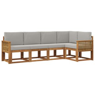 vidaXL Conjunto De Sof&aacute;s De Exterior 5 Pcs Natural Y Gris Claro Vidaxl