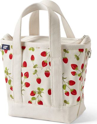 Lands End Medium Print 5 Pocket Open Top Canvas Tote Bag in Red Strawberry/natural at Nordstrom
