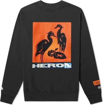 Heron Preston Heron Tape Crew Sweatshirt Black HMBA003F198080030488