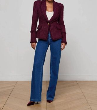 L'agence Kaisley Textured Blazer In Dark Port Red