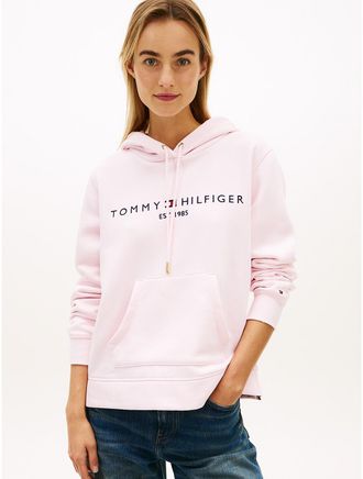 Tommy Hilfiger Womens Tommy Logo Fleece Hoodie - Pink - XXL