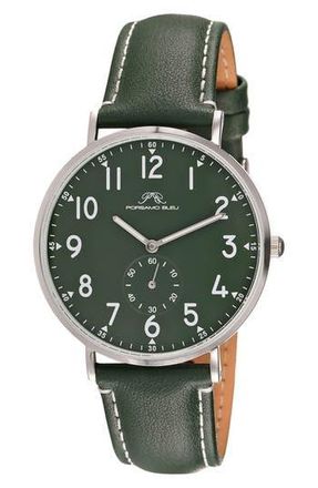 Porsamo Bleu Rowan Leather Strap Watch, 40mm in Green at Nordstrom Rack