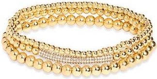 BaubleBar Pisa Set of 3 Pav&eacute; Crystal Bar Beaded Stretch Bracelets in Gold at Nordstrom Rack