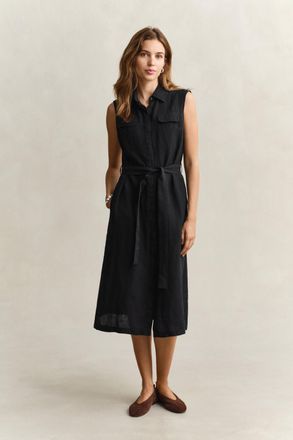 GANT Women Sleeveless Linen Dress (44) BLACK