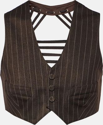 Jean Paul Gaultier Pinstripe cropped wool-blend vest