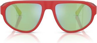Ferrari 57mm Irregular Sunglasses in Red Matte Black /Blue Light at Nordstrom