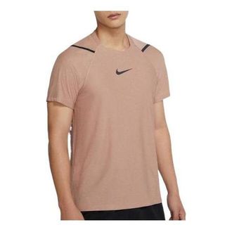 Nike Mens Nike Solid Color Brand Logo Round Neck Pullover Short Sleeve Light Nrown T-Shirt CU4990-283