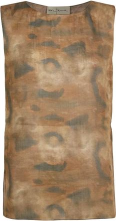 Cortana Lil- top in ramie met zonprint- - Dames - Tops zonder mouwen - Bruin - 2XS - Tops