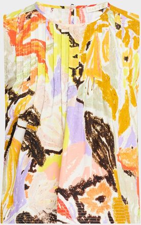 Marie Oliver Letta Abstract-Print Pintuck Top