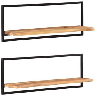 vidaXL Vidaxl - Estantes De Pared 2 Unidades Madera Maciza Acacia 100x24x35 Cm