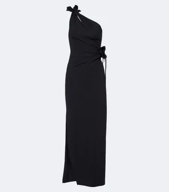 Coperni Floral-appliqu&eacute; asymmetric cocktail dress