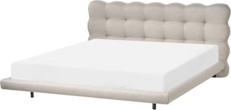 Beliani Cama De Tela Con Cabecero Con Capiton&eacute; 180 X 200 Cm Somier De L&aacute;minas Patas De Metal Beige Soulisse