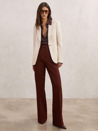 Reiss Cream Petite Wool-blend Single-breasted Blazer, 14