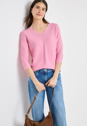 Cecil Strickpullover CECIL, Damen, Gr. XL (44), flamingo rose, Strick, Obermaterial: 60% Baumwolle, 40% Viskose, unifarben, l&auml;ssig geschnitten h&uuml;ftbedeckend