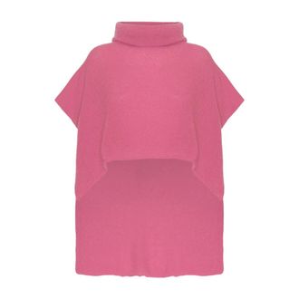 Americandreams Americandreams, Jassen, Dames, Roze, ONE Size, Wol, Roze Mouwloze Rolkraag Poncho