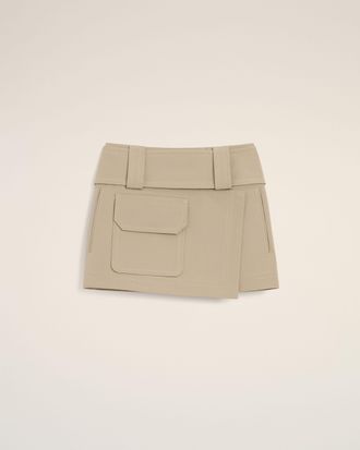 Ami Beige Cotton Wrap Mini Skirt Beige - XS - for Women