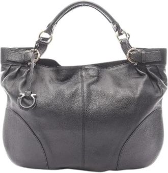 Ferragamo Pre-owned Gancini Leren Handtas - Dames - Vintage Handtas - Zwart - ONE Size - Leer - Vintage