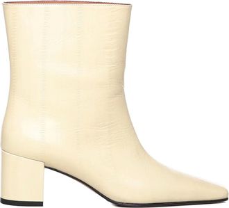 Giuliano Galiano 60mm Stefy leather ankle boots - women - Eel Skin/Leather/Leather - 37.5 - Neutrals