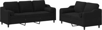 vidaXL Vidaxl - Juego De Sof&aacute;s Con Cojines 2 Piezas Tela Negro