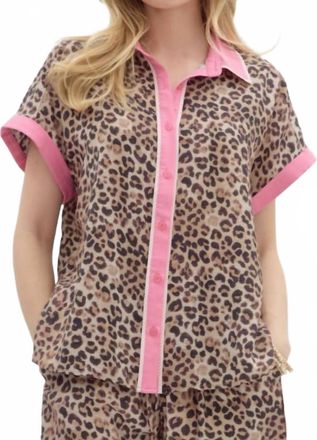Entro Loving In Lounge Top In Leopard Pink